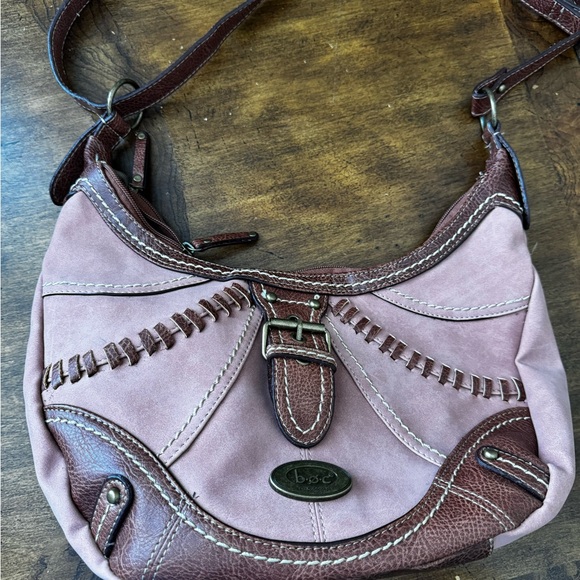 BOC Pink and Brown Cedar Ridge Hobo Crossbody Bag with Dual Zippers - Picture 3 of 10